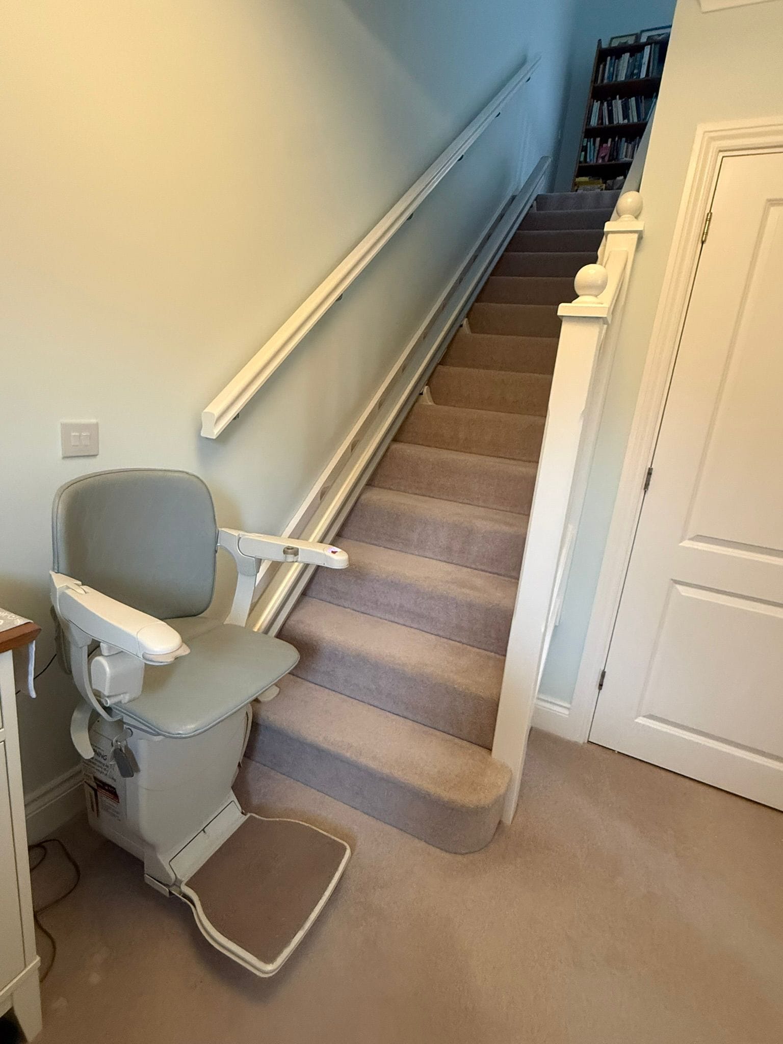 Stannah 600 Indoor staircase with installed stairlift chair